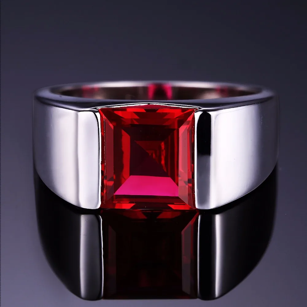 Jewelrypalace мужская Площадь 3.3ct Создано Красный Рубин 925 Щепка Обручальное Кольцо для