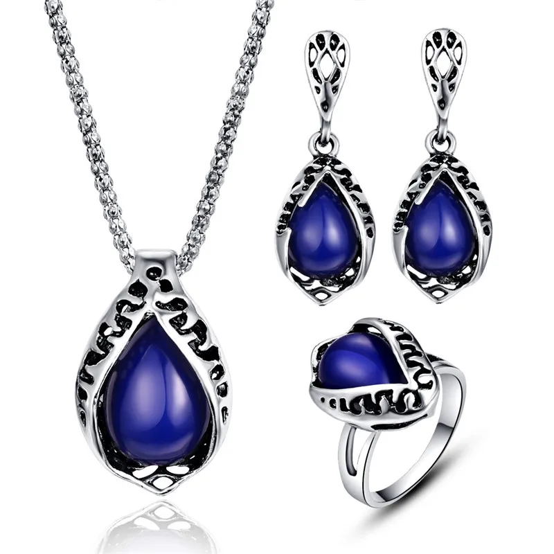 Винтажные Дубай ювелирные наборы для женщин античный серебряный цвет Резной