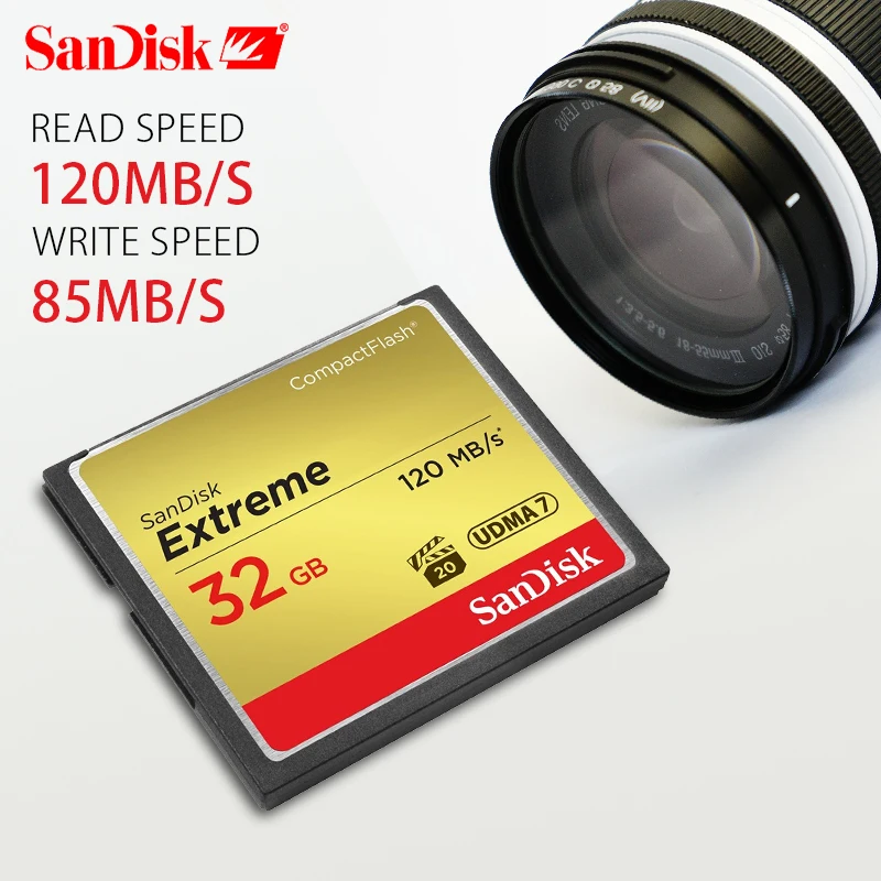 Sandisk Extreme Compactflash карта памяти 128 Гб 64 ГБ 32 CF высокая скорость 120 МБ/с./с поддержка 1080P