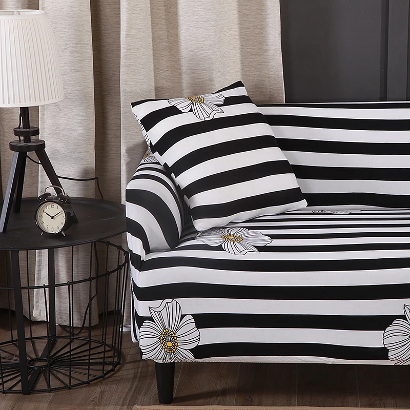 Striped Print Elastic Sofa Tight Wrap All-Inclusive Slip-Resistant Cover Towel Single/Two/Three/Four-Seater | Дом и сад