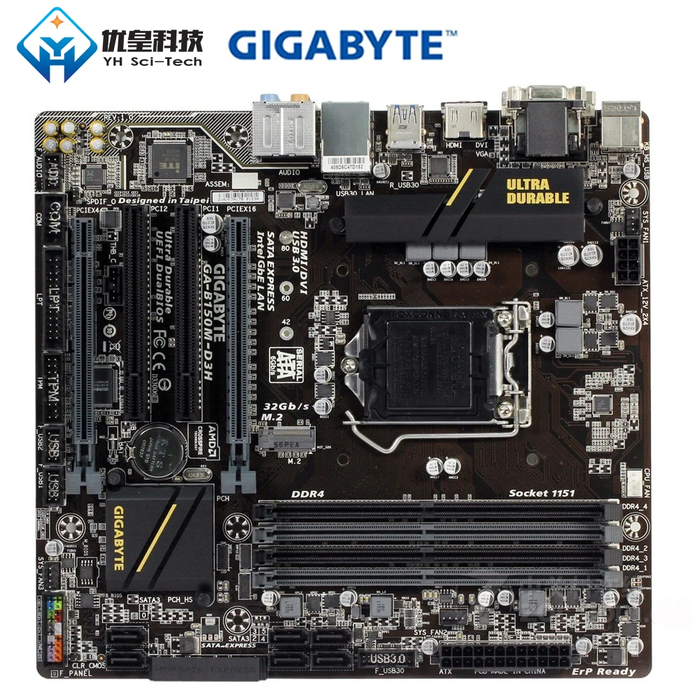 Gigabyte GA B150M D3H Intel B150 оригинальная настольная материнская плата LGA 1151 i7 i5 i3 DDR4 64G SATA3