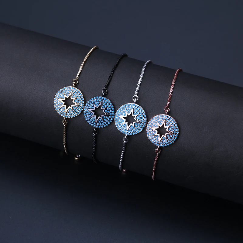 1 шт. Модный сверкающий микро проложить CZ браслет-цепочка полый звезда Шарм