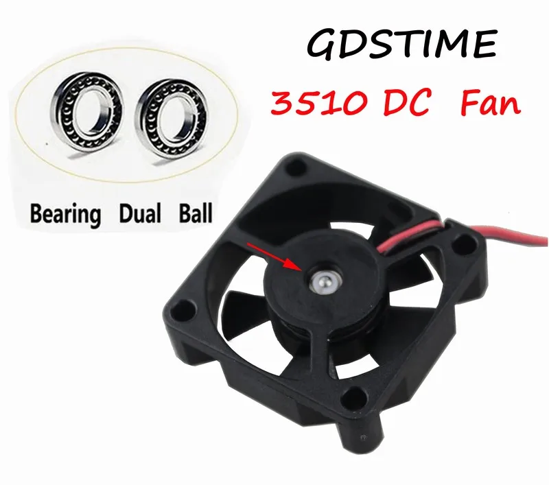 Gdstime 2 шт. DC 5 в 35x35x10 мм двойной шар 3510 2Pin маленький Бесщеточный вентилятор