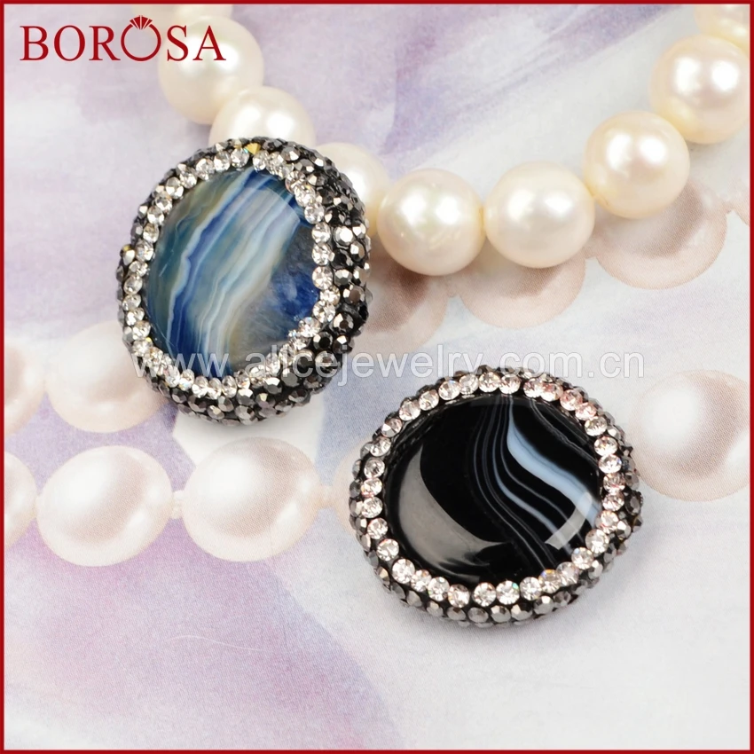 BOROSA Геометрия оникс Хрустальная Друза бусины из жеоды разной формы CZ выложенная