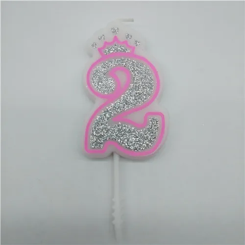pink 2 1 шт. номер 0-9 свечи сверкающих из щепки, доступный цвет: розовый и синий корона свечи для детей с днем рождения украшения для торта для вечеринки поставки - Цвет: pink 2