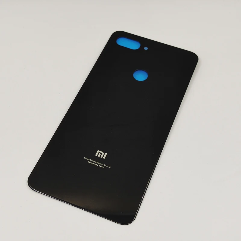 Черный Xiaomi mi 8 Lite Задняя крышка батареи Стекло Задняя Дверь Корпус Крышка Замена для Xioa mi 8 lite mi 8 Lite чехол для телефона с логотипом - Цвет: Черный