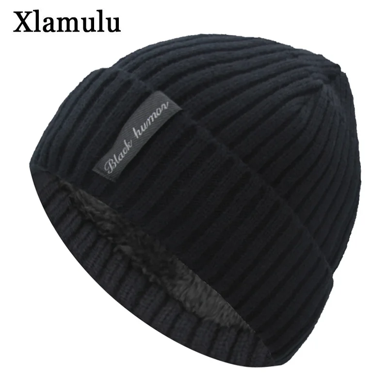 Xlamulu, модные мужские шапочки, вязаные шапки, зимние шапки для женщин, простые теплые мужские шапки, плотные шапочки