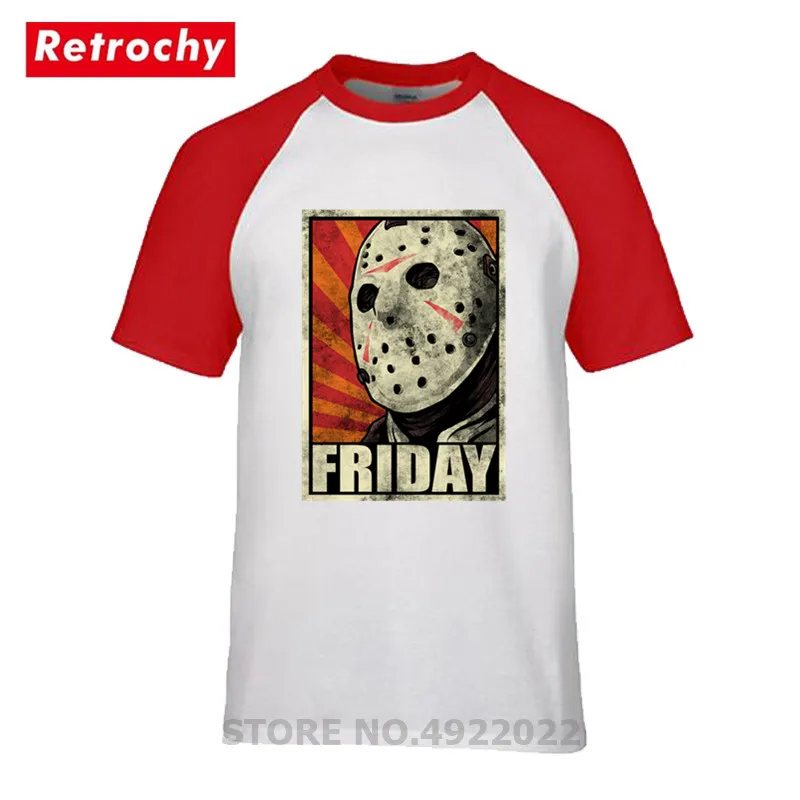 Мужская хлопковая футболка с коротким рукавом Jason Voorhees принтом маска ужаса на