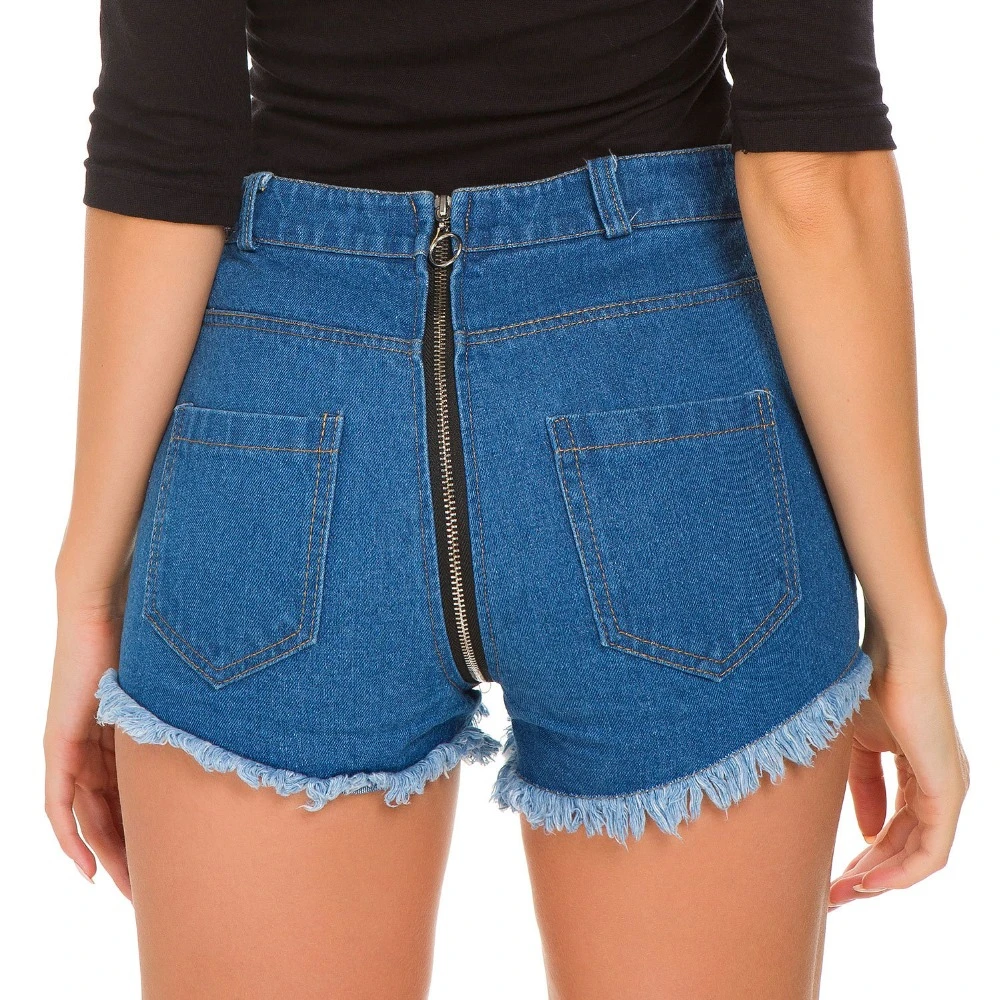 Летние женские джинсовые шорты с дырками бандажные высокой талией в стиле