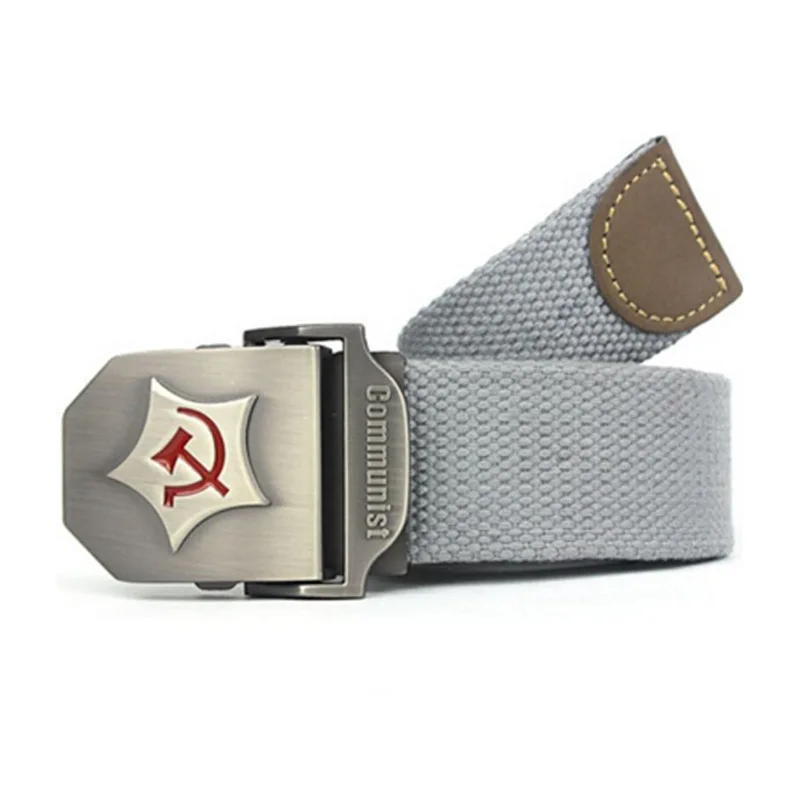 Light Gray Мужской женский уплотненный холщовый ремень коммунистический дизайн военные ремни для мужчин Высокое качество армейский тактический ремень мужской s Роскошный ремень - Цвет: Light Gray