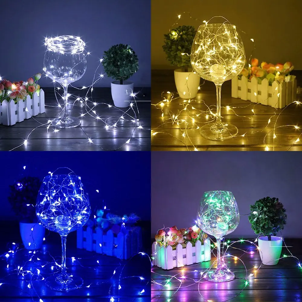 Светодиодная гирлянда на батарейках Fairy Lights 8 режимов 50/100 LED с пультом управления.