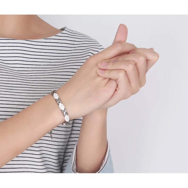 Vinterly белый керамический браслет для женщин цепочка Исцеление энергии Магнитный