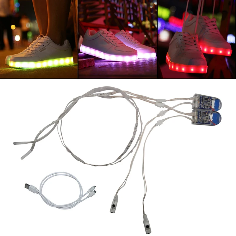 Водонепроницаемый Светодиодные ленты Light 1 пара зарядка через USB Перезаряжаемые