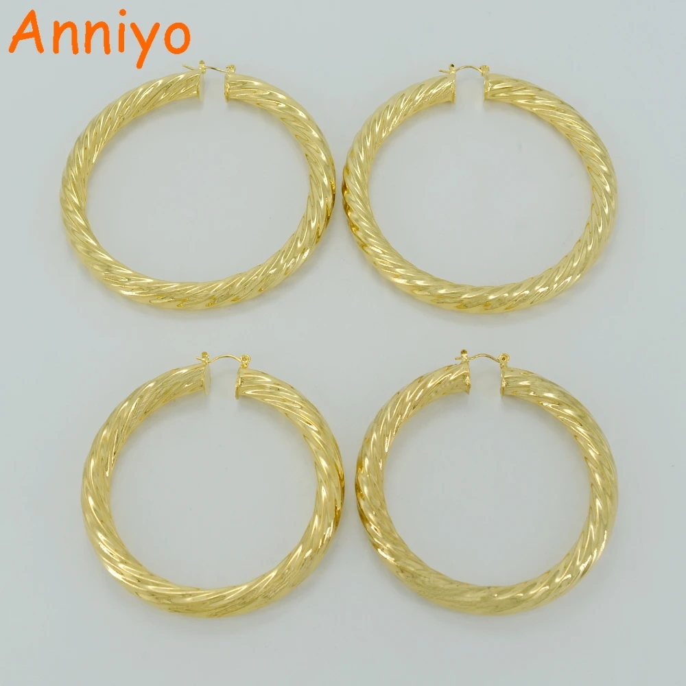 Anniyo 7 см/8 см витые большие серьги для женщин золотые в Дубае ювелирные изделия