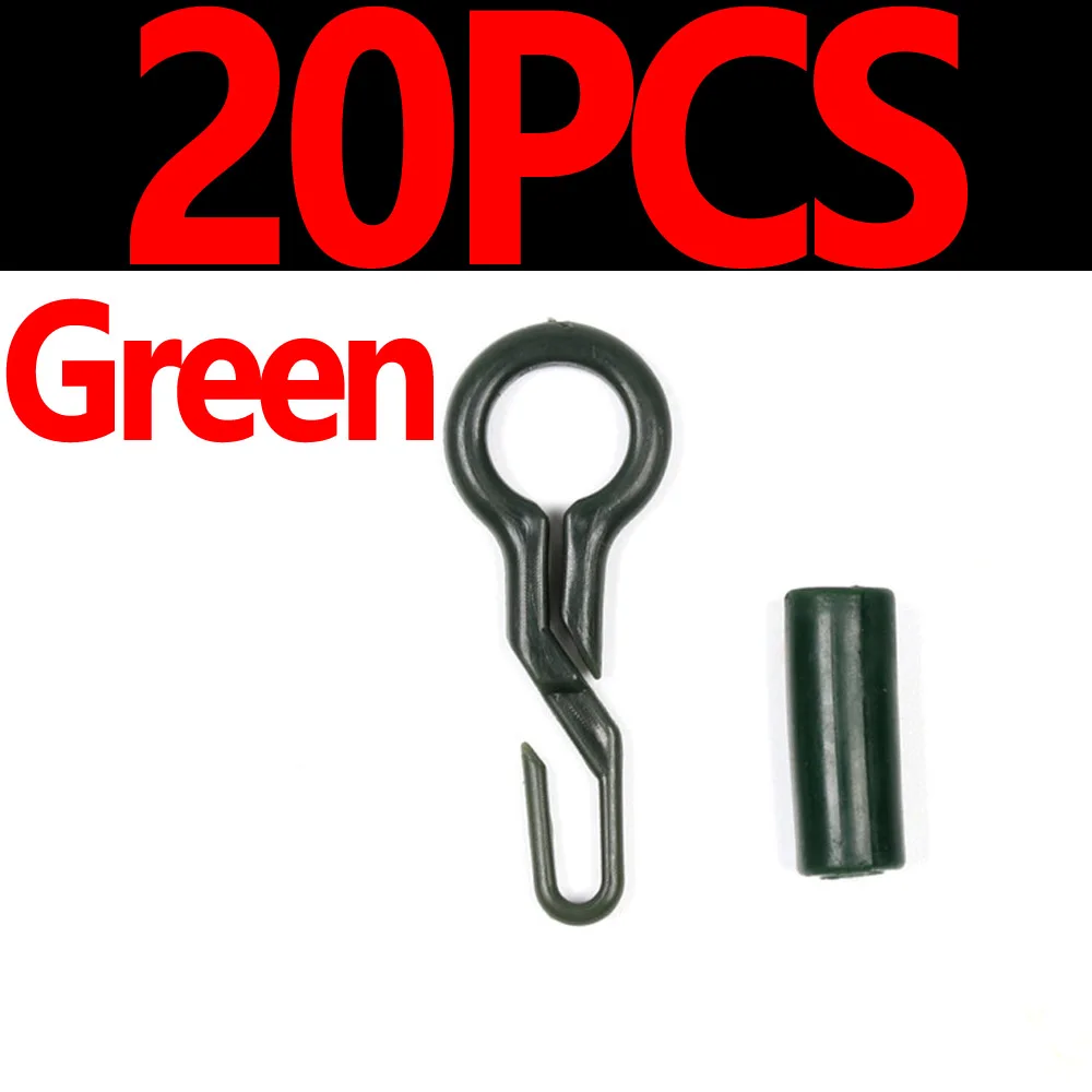 Green 20PCS JIGEECARP 20 шт. зажимы для ловли карпа и силиконовый рукав фиксирующая трубка грузило держатель для ловли сома - Цвет: Green 20PCS