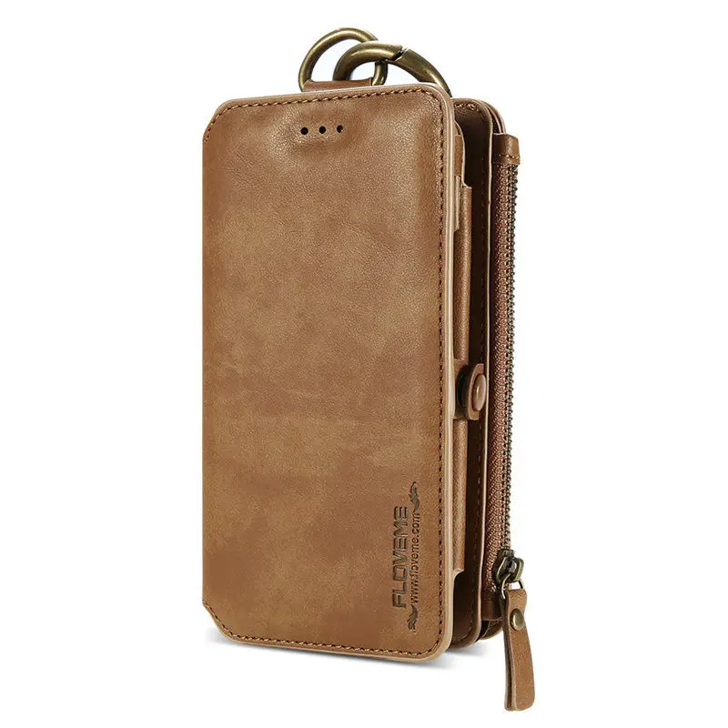 Роскошный чехол FLOVEME из искусственной кожи для iPhone XS Max X 10 XR Fold Flip Stand Wallet, чехлы для iPhone 7 8 6s Plus, сумка Capinha чехол кошелек для телефона айфон 5s - Цвет: Brown