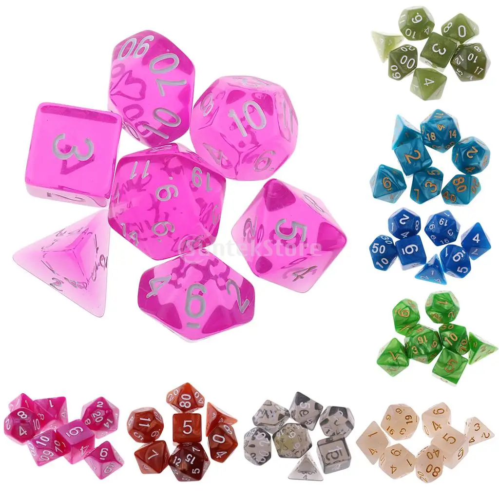 7 шт. многогранные игральные кости D20 D12 D10 D8 D6 D4 16 мм для подземей и драконов DND MTG