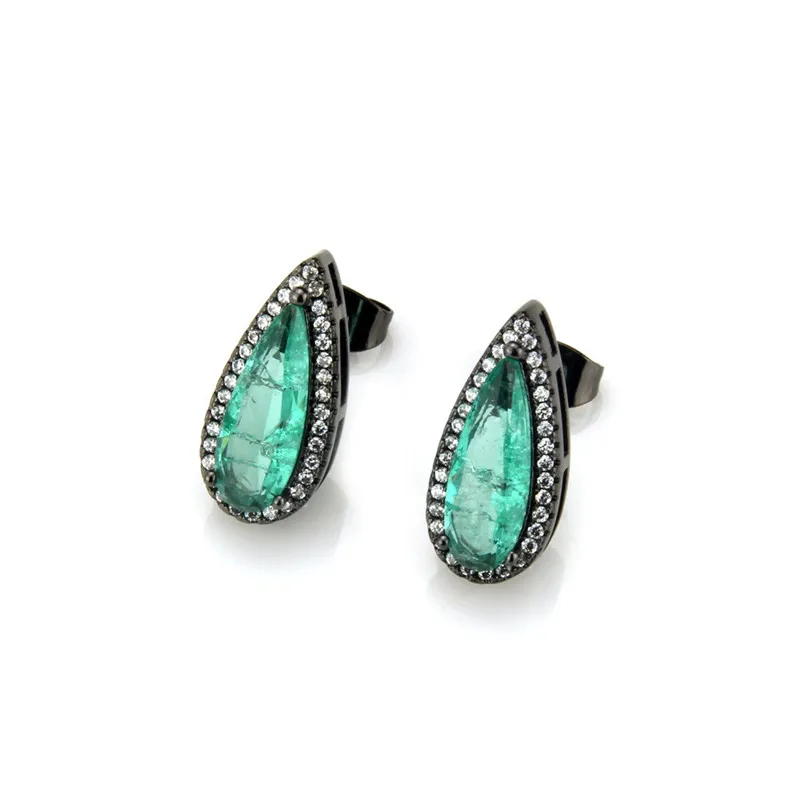 Lucky Sonny Tourmaline Fusion Jewelry Set Party Pear Earrings &amp Necklace Lindo Joyeria Ice CZ Crystal Brincos Collar Semijoyas |