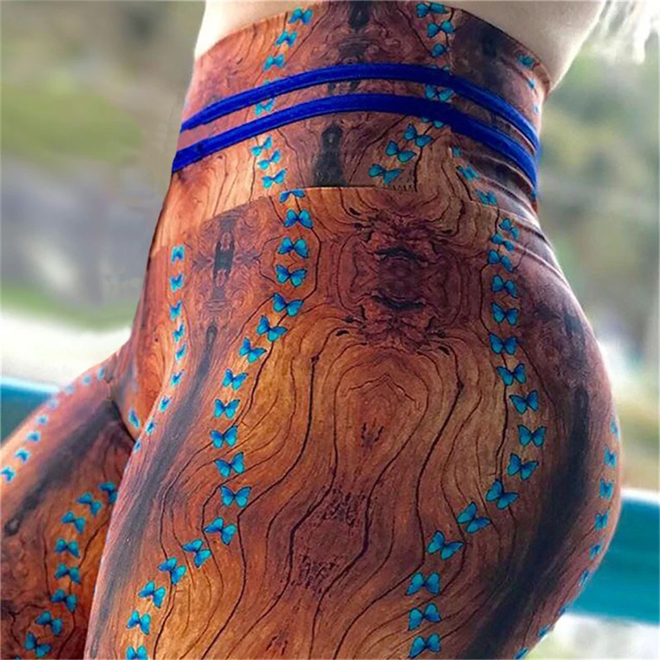 Women Yoga Pants Push Up Hip Print Fitness Sporting Workout Athletic Leggins Elastic High Waist Slim Jogging Female | Спорт и