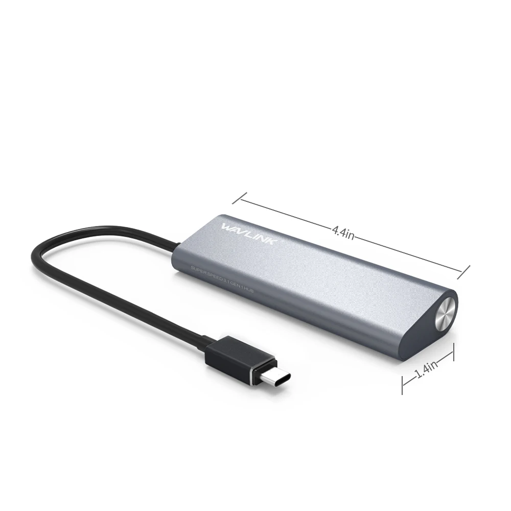 Wavlink usb-хаб 3,1 Тип с 4-портовый USB 3,0 концентратор Тип C Алюминий Slef-концентратор для студийной съемки с изображением Функция док-станция для Windows и Mac OS жил