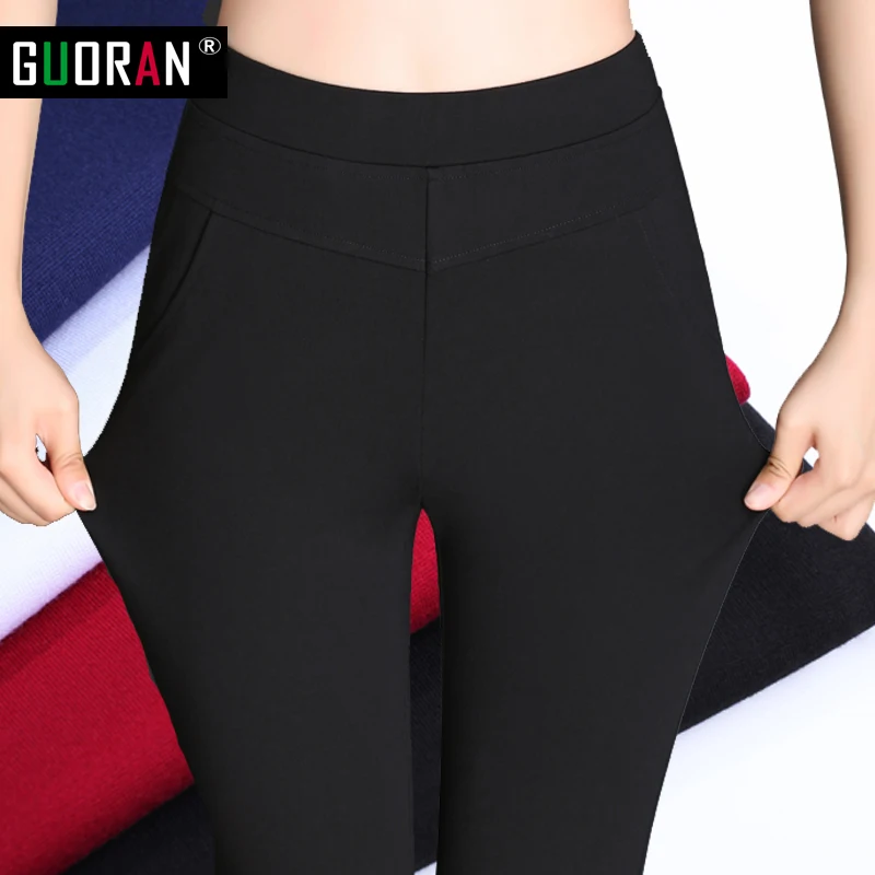 2016 Осень-зима женские брюки с высокой эластичной талией узкие строгие