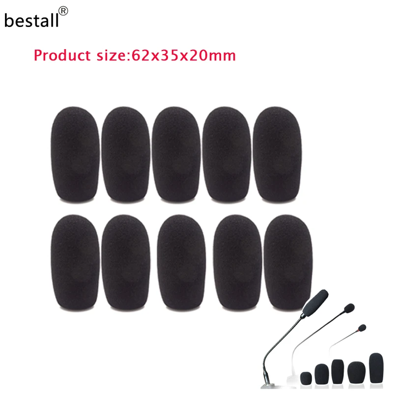 10pcs size/62x35x20mm headset foam microphone cover telephone headset mic cover microphone windscreen windshied headset foam