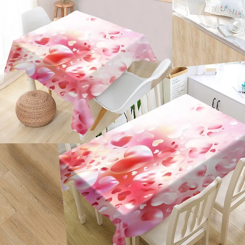 tablecloth Сердце фон покрытие стола печати влагостойкая скатерть более Размеры скатерти Кухня свадебное оформление отеля - Цвет: tablecloth