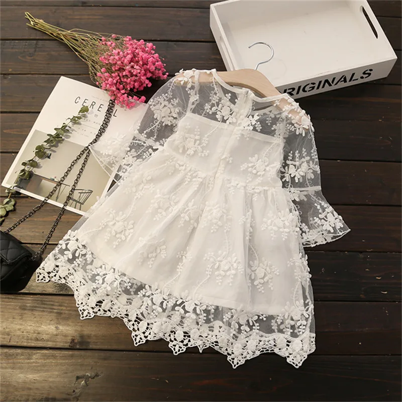 bibicola summer girl clothes kids dresses for girls lace flower dress baby party cotton children princess | Детская одежда и обувь