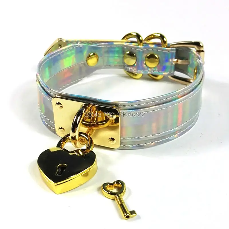 Ручная работа панк готический голографический чокер замок с медальоном Лазерная