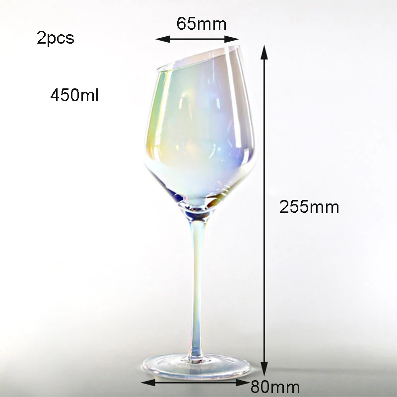 2pcs 450ml 2 шт./компл. Высокое качество без примесей свинца и с украшением в виде кристаллов вина Стекло высокое бокал для шампанского, радужная чашка ионно-покрытием красочные вина Стекло e посуда для напитков - Цвет: 2pcs 450ml