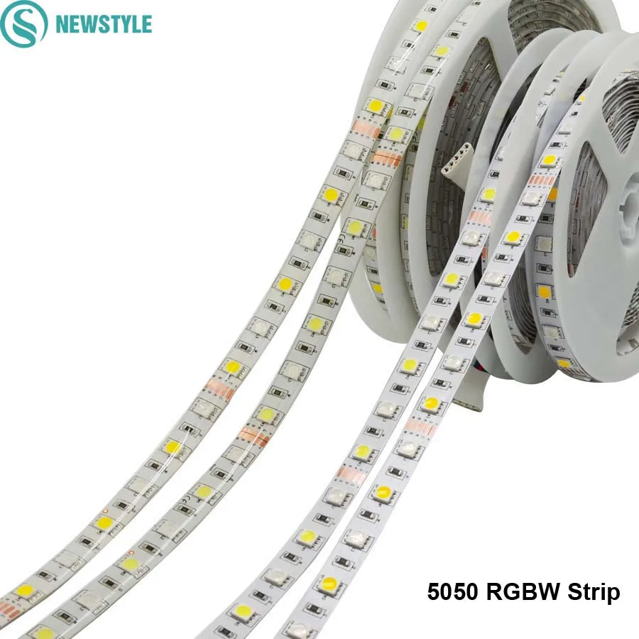 DC12V 5050 Светодиодные ленты Водонепроницаемый RGBW гибкий свет 60LED/M Водонепроницаемый IP20/IP65 RGB+ белый/+ теплый белый Клейкие ленты для украшения