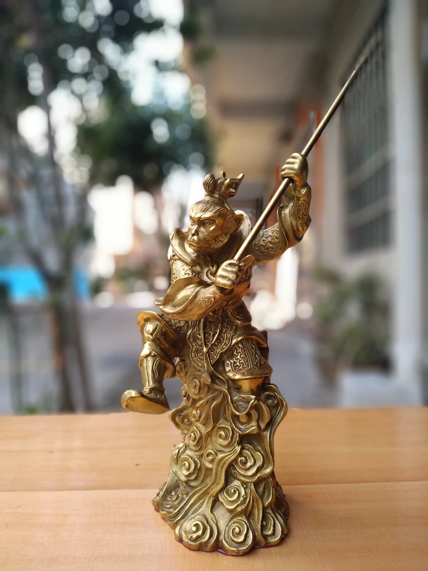 Медные ремесла мифический китайский фигурки Король обезьян солнце Wukong металлические поделки украшения для дома Декор рабочего стола(A875