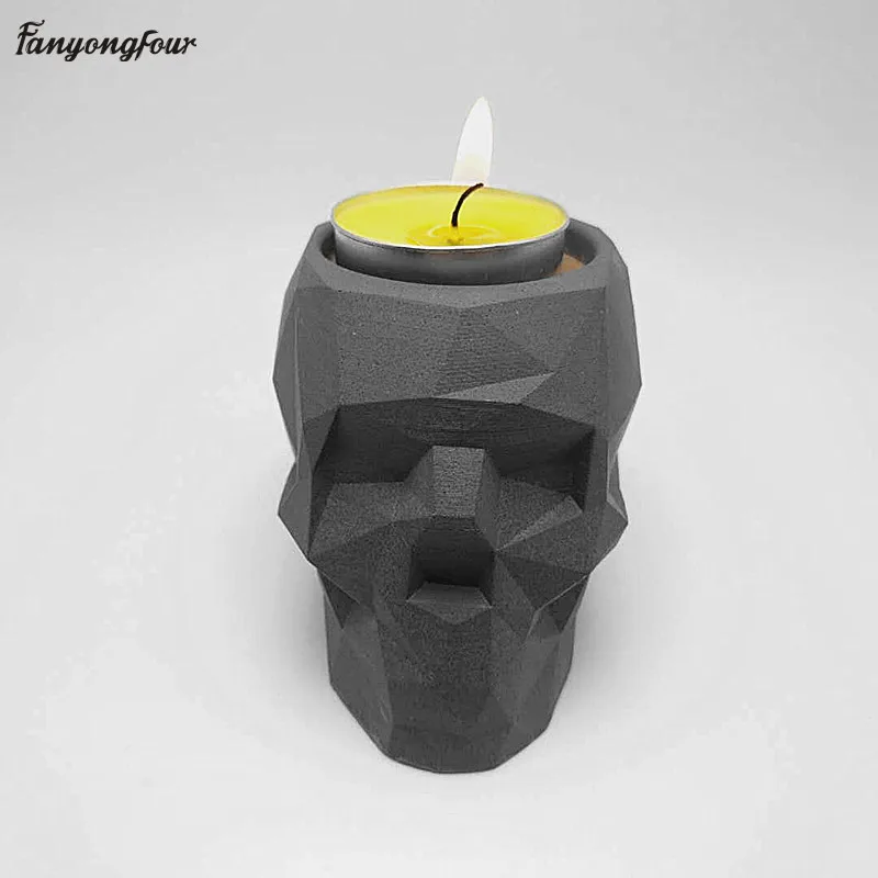 Новинка! Геометрическая форма для подсвечника в виде черепа 3d бетона из