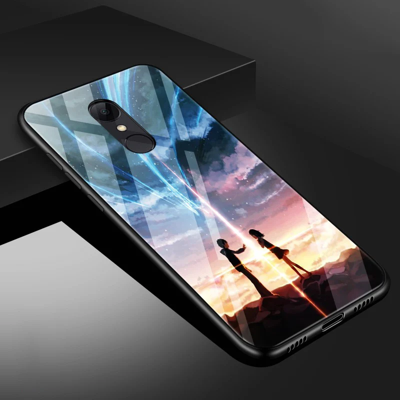 Чехол для Xiaomi Redmi 5 Plus пластиковый стеклянный чехол телефона 99 дюйма черный бампер