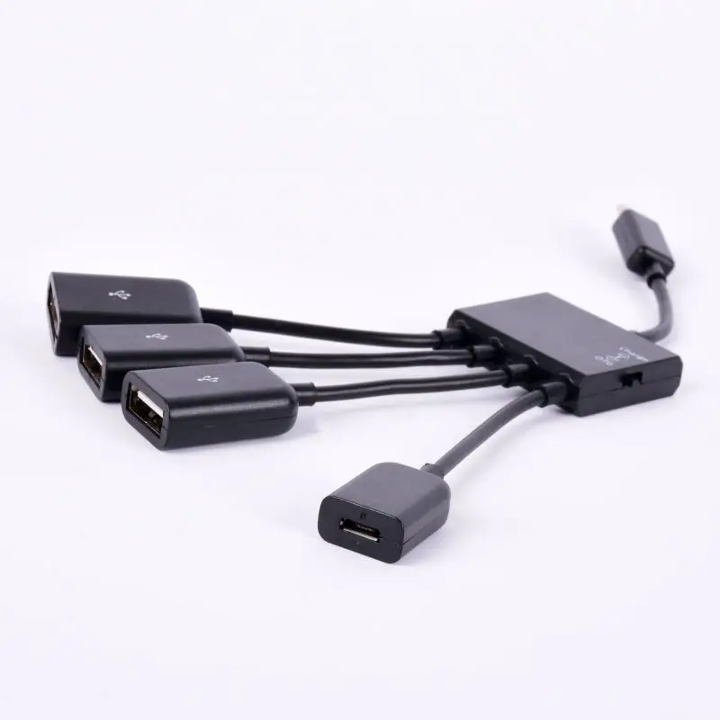 Высококачественный стандартный 4 в 1 Удлинительный адаптер Micro USB OTG Hub зарядный