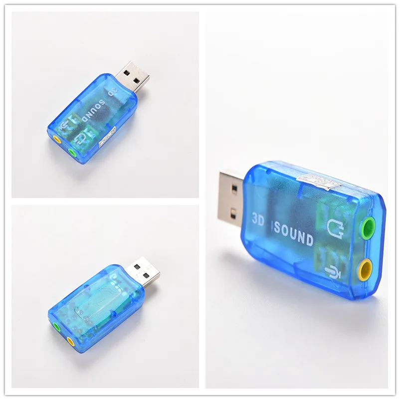 1 шт. USB 2 0 Синий внешний микрофон динамик 3D 5 канальный аудио ПК адаптер звуковой
