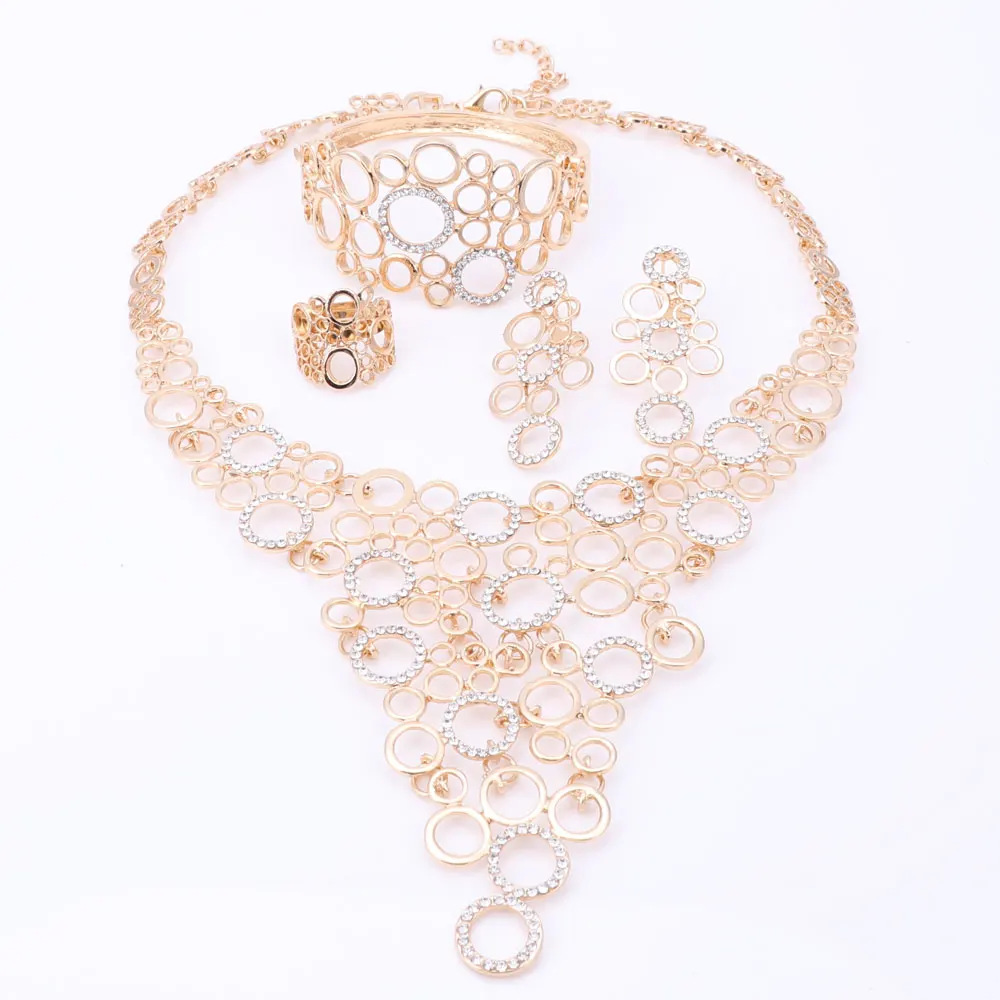Комплекты ювелирных украшений для женщин вечерние аксессуары золотого цвета