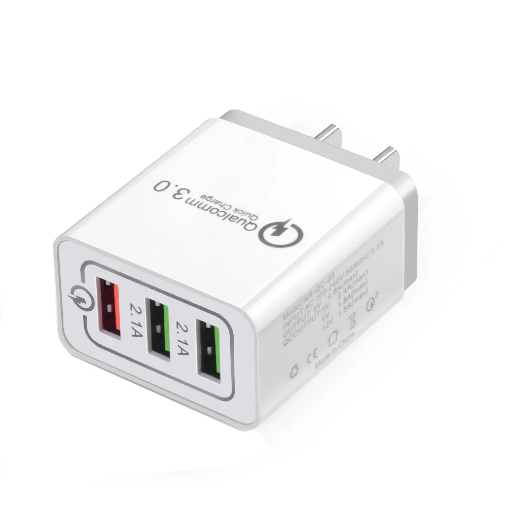 Быстрое зарядное устройство QC3.0 с 3 портами USB-устройство для зарядки телефонов