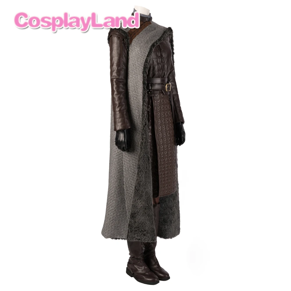 Arya Stark/костюм для косплея; наряд на Хэллоуин; женские костюмы на заказ; Игра престолов; Сезон 8; Winterfell Stark; ботинки; пальто