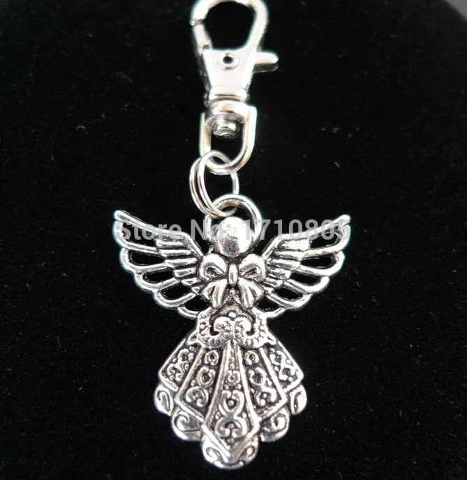 Metal Angel Rotating Lobster Clasp Keychain Jewelry Plated Antique Silver Guardian 26*23mm Pendant Fashion Valentine's Day Gift |