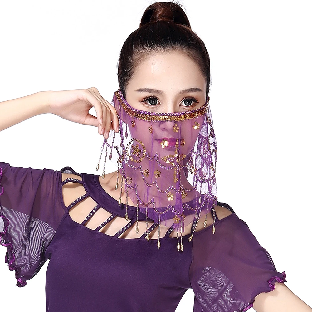 New Women Indian Belly Dance Veil 1Pc Tribal Sequins Veils belly Accessories 7 Colors Available | Тематическая одежда и