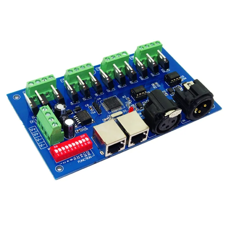 freeshipping best price 1pcs 12 channel Max 3A 4 groups with(XLR RJ45) dmx512 decoder Controller use for led strip light | Лампы и