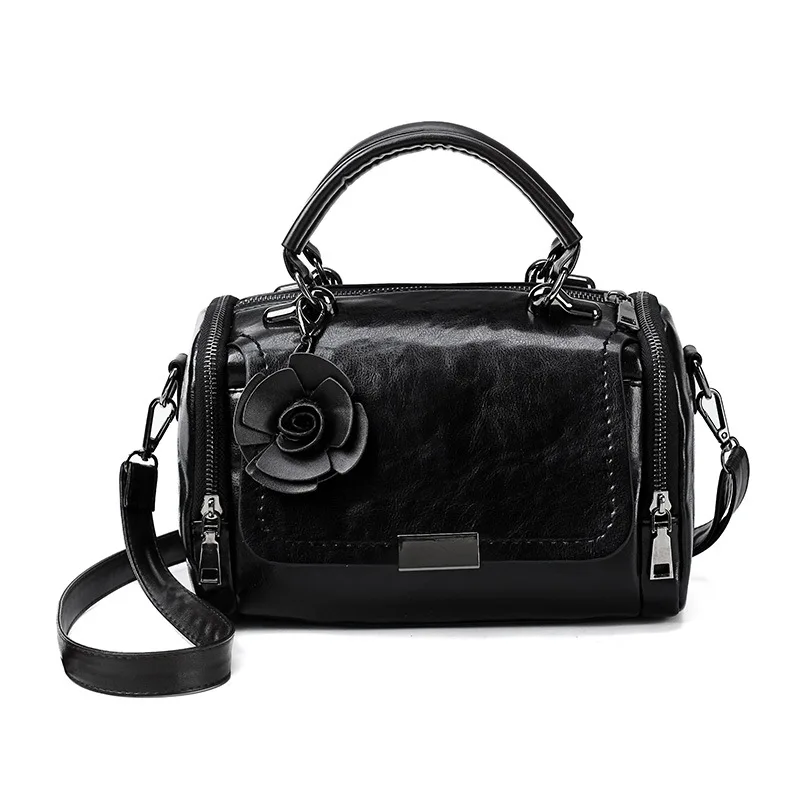 2019 New Flowers Pendant Handbag Women's Fashion Boston Bags PU Shoulder Bag Ladies Luxury Crossbody Vintage Messenger | Багаж и сумки