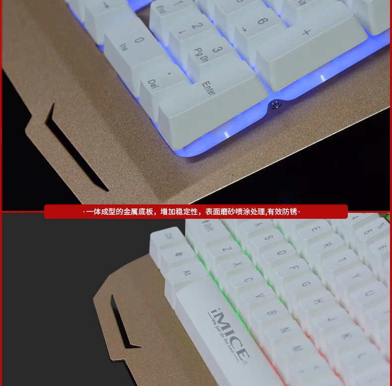 IMICE Проводная игровая механическая клавиатура с 104 клавишами, светодиодный RGB клавиатура с подсветкой, USB водонепроницаемые компьютерные игровые клавиатуры