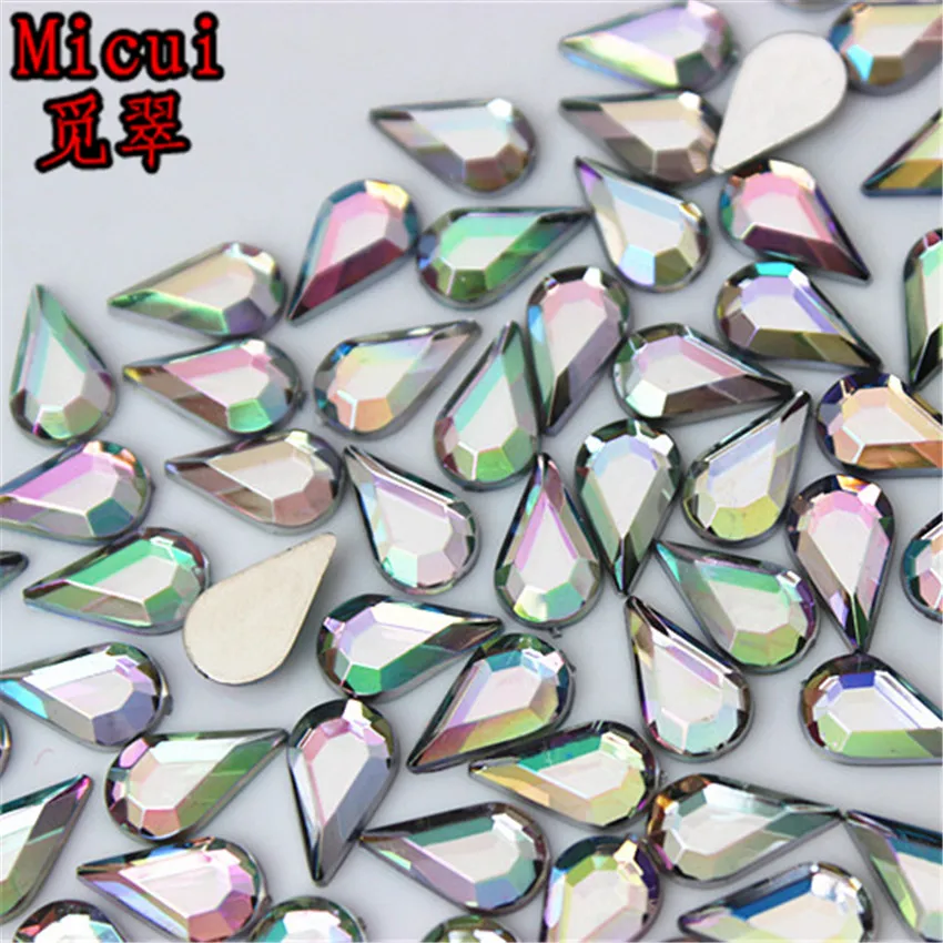 Micui 100 шт. 6*10 мм разные цвета стандартные акриловые драгоценные камни с плоским