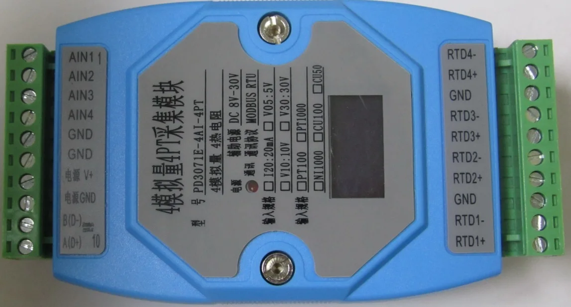 4PT 4AD RS485 DAQ 4 PT100 температура + Аналоговые входы 20 мА 10 в сбор данных Modbus RTU OLED дисплей