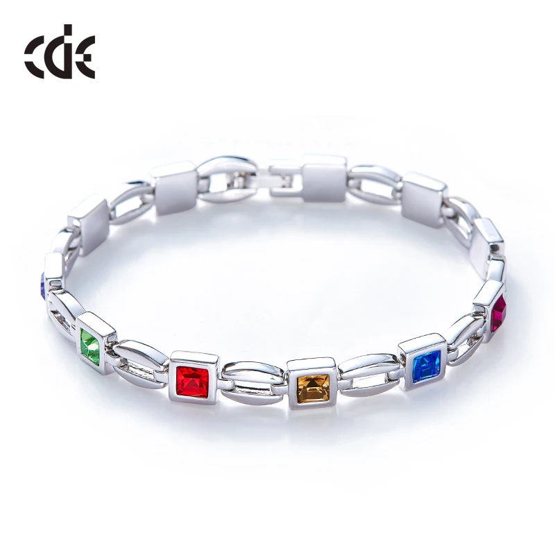 CDE красочные украшенные кристаллами от Swarovski браслеты серебряные ювелирные изделия платины трендовые браслеты, ювелирные изделия