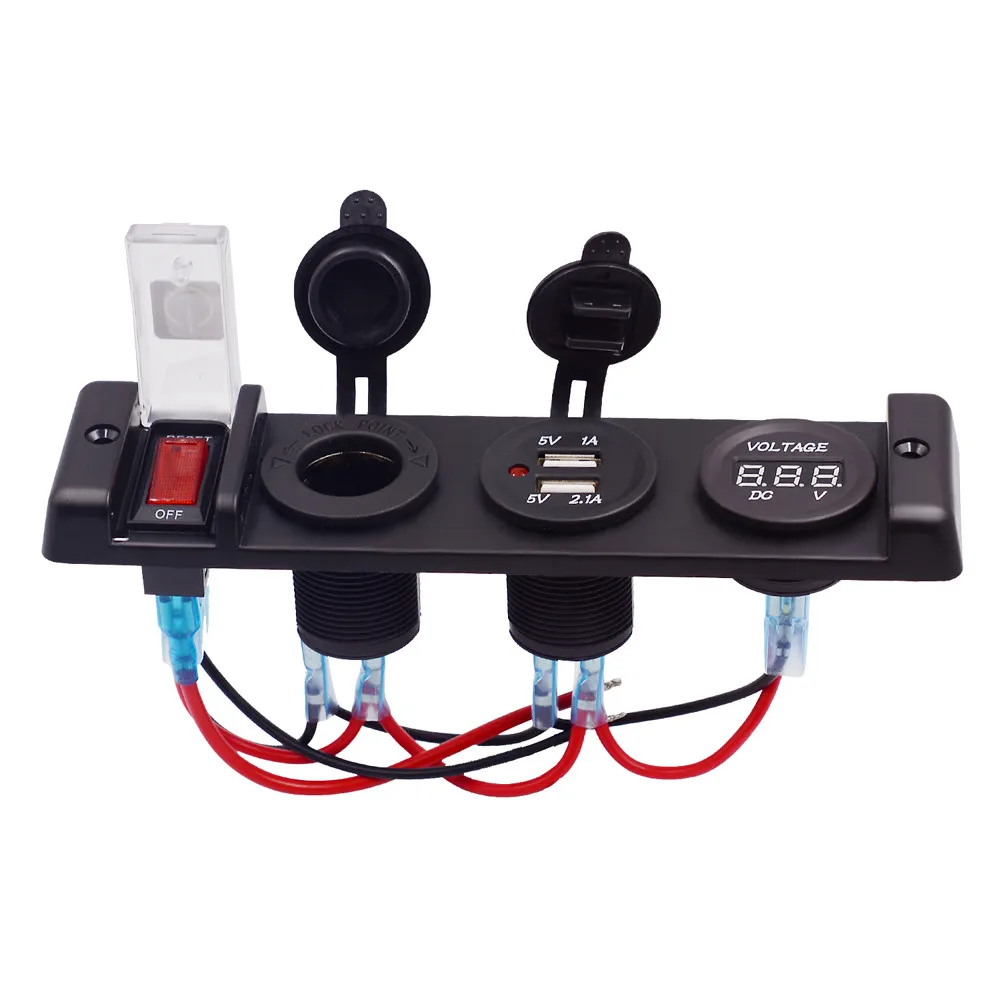 Willtoo Triple Function 3.1A Dual USB Charger Red LED Volt 12V Outlet Socket Panel Car Adapter Voltage Display Quick | Автомобили и