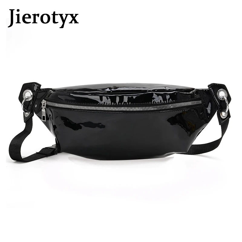 JIEROTYX, женская сумка, модная, лакированная кожа, светильник, сумка на талию, женская кожаная поясная сумка с карманом, поясная сумка, голографическая поясная сумка, скидка