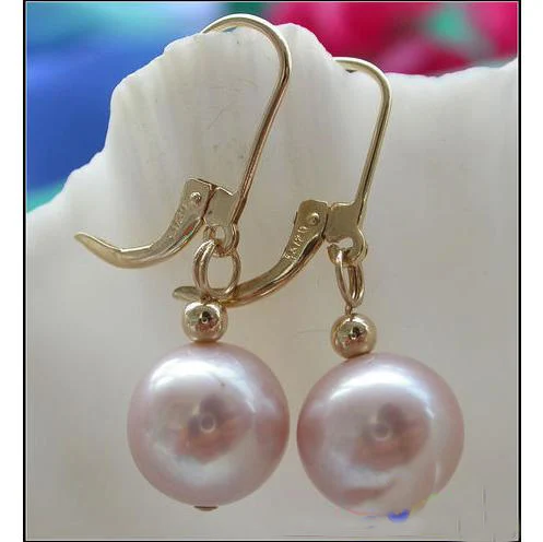 

Perfect Natural Pearl Earrings,Huge Size 11mm,Lavender Round Freshwater Pearl,Dangle Earrings